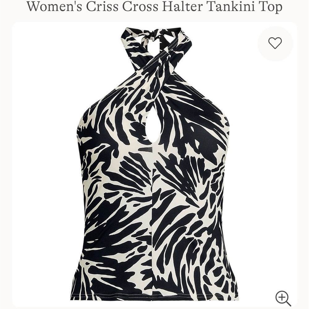 Lands' End Black and White Criss Cross Halter Tankini Top. Make offer!